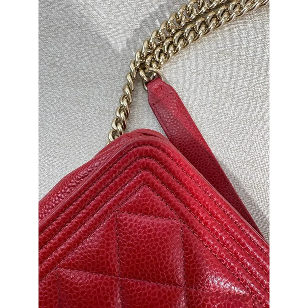 CHANEL Red Caviar Boy WOC GHW